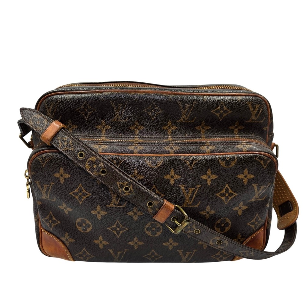 Louis Vuitton Monogram Crossbody Bag in Brown and Tan Leather Trim